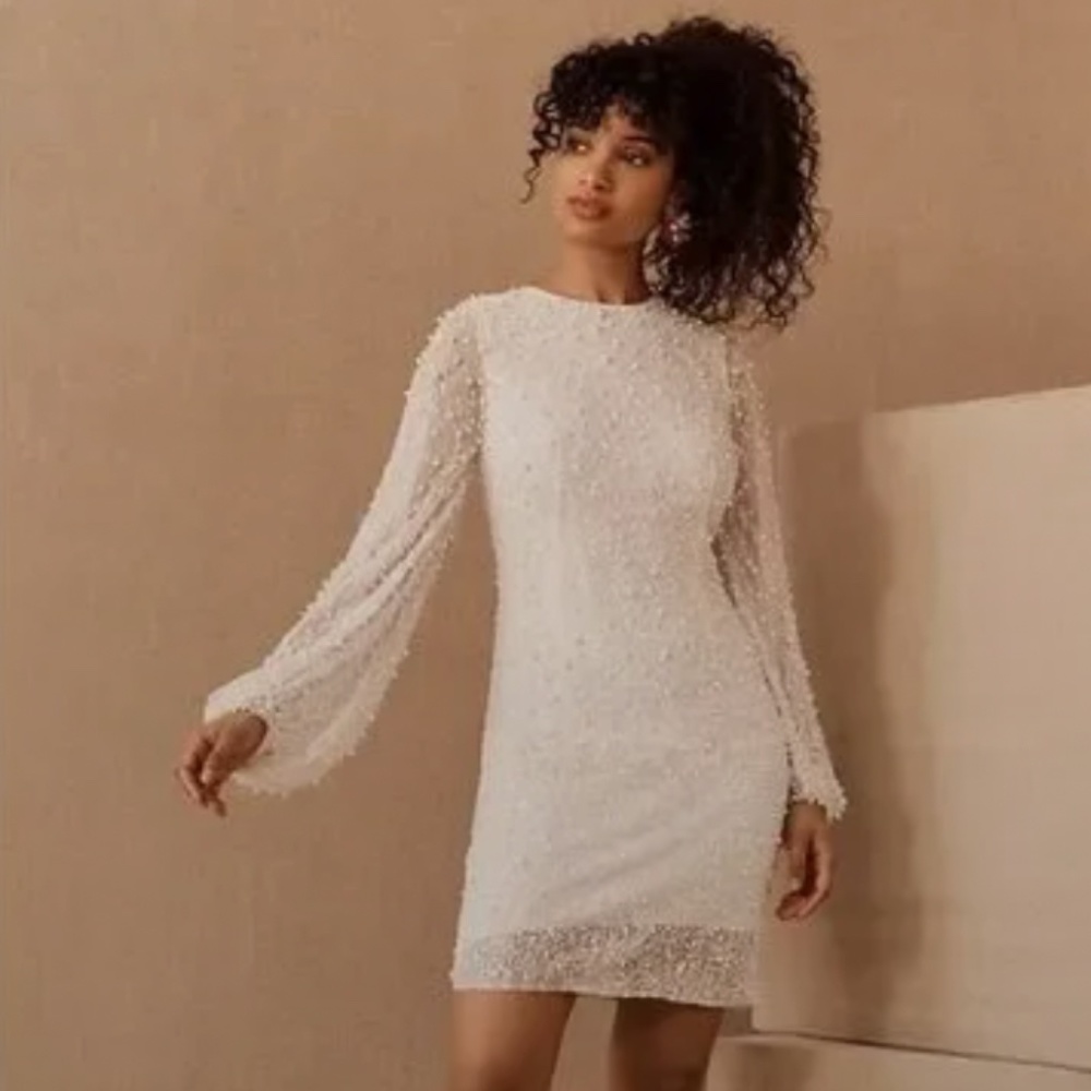 BHLDN Forever That Girl Ainsley Dress White Pearl Long Sleeve